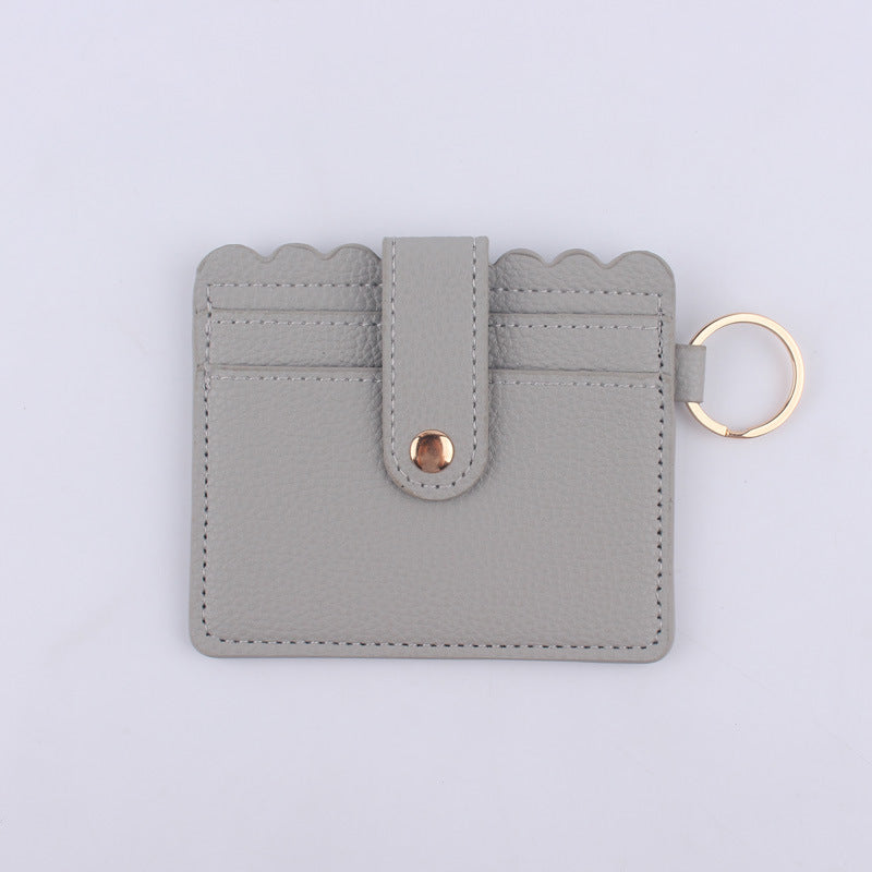 Wholesale Color Solid Color ID Case PU Leather Card Holder Keychain Coin Purse